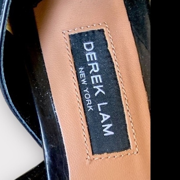 DEREK LAM FABIAN Ankle Wrap BLACK LEATHER PLATFORM WEDGE SANDALS SIZE 7 B…Goth - Picture 3 of 15